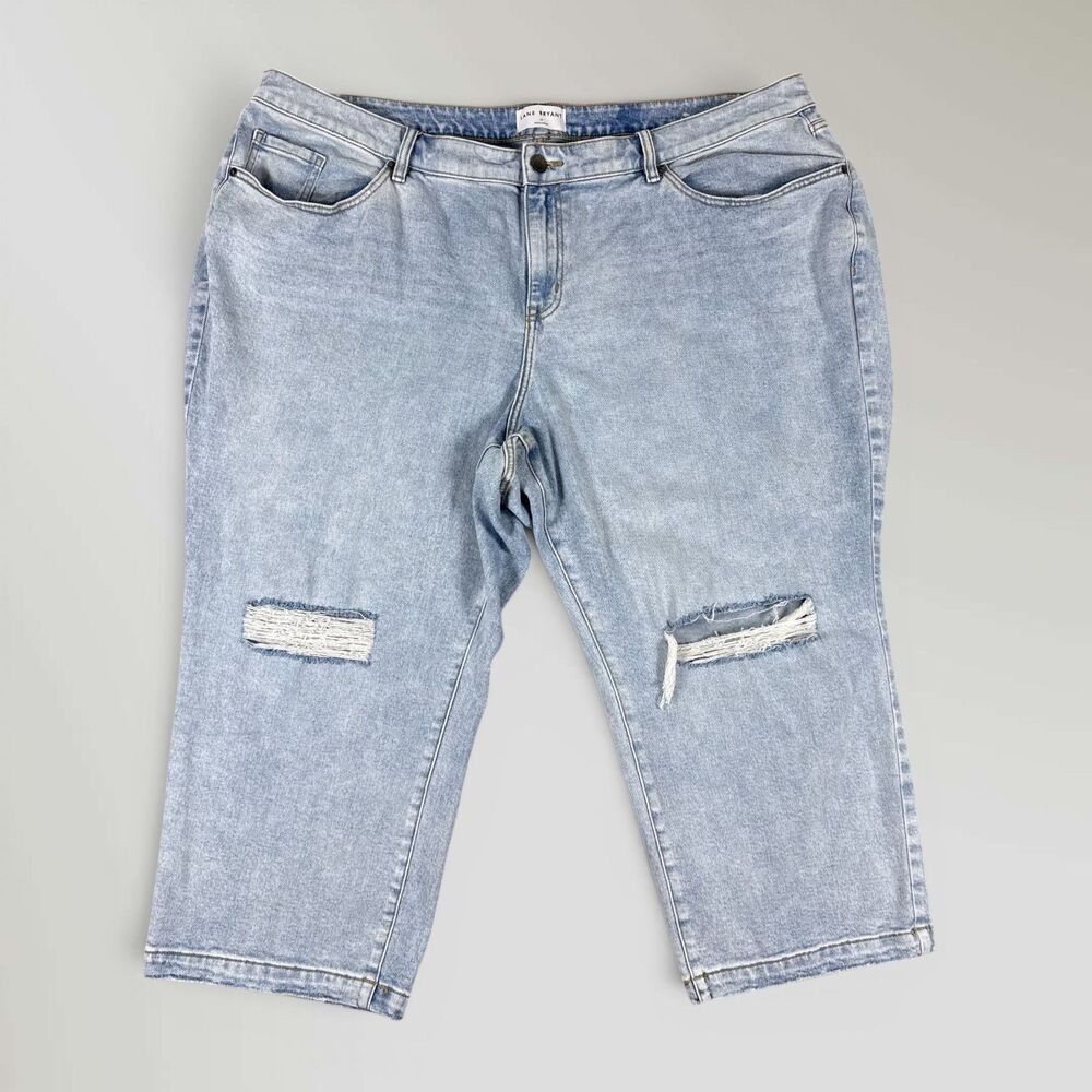 Lane Bryant Mid-Rise Signature Fit Jeans Straight Crop Distressed Size 24
